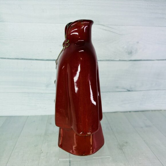 Oriental Kimono Asian Dress Burgundy Glaze Stoneware 10.25 Vase Accent Sculpture - Picture 3 of 16